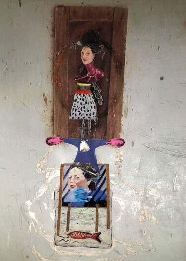 Collages getiteld "Square" door Ton Geurts, Origineel Kunstwerk, Collages Gemonteerd op Karton