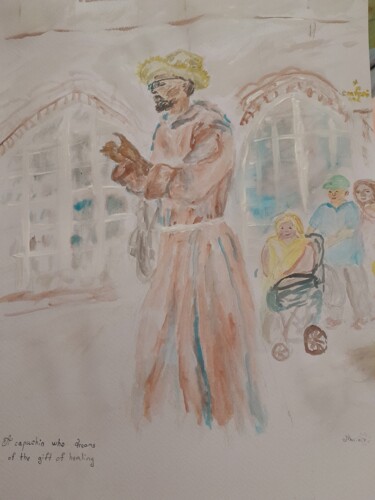 Painting titled "A Capuchin who drea…" by Svitlo Lubovi, Original Artwork, Watercolor