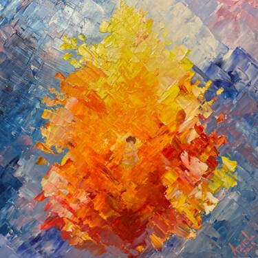 Painting titled "Единое Сердце A Sin…" by Lubov Cernyseva (AZIEL), Original Artwork, Oil