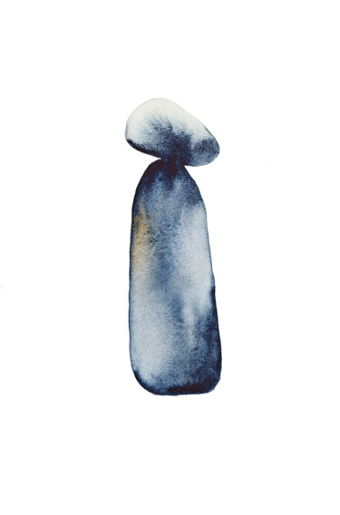 Painting titled "Indigo Stone Monoli…" by Tani Soul, Original Artwork, Watercolor