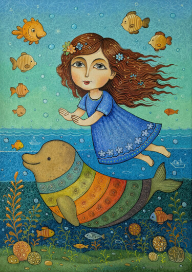 Malarstwo zatytułowany „Underwater Dreams” autorstwa Stepan Ohanyan, Oryginalna praca, Olej Zamontowany na Drewniana rama no…