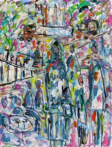 Painting titled "Glaces au café" by Jean Mirre, Original Artwork, Oil