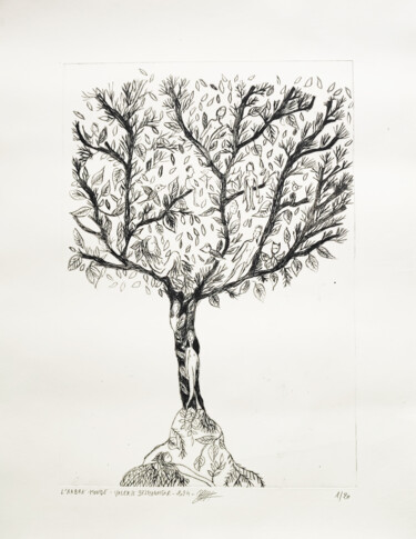 印花与版画 标题为“L'arbre-monde” 由Valérie Belmokhtar, 原创艺术品, 雕刻