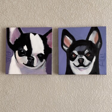 Pintura intitulada "Diptych “The Spotte…" por Assya Lucky, Obras de arte originais, Óleo Montado em Armação em madeira