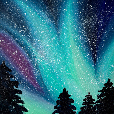 Pintura intitulada "Northern Lights — A…" por Tatiana Skrynnikova, Obras de arte originais, Acrílico