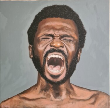 Malerei mit dem Titel "Shout" von Yvan Favre, Original-Kunstwerk, Öl Auf Keilrahmen aus Holz montiert