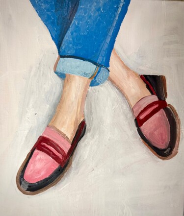 Painting titled "Shoes" by Barbara Friehs, Original Artwork, Acrylic Mounted on Wood Stretcher frame