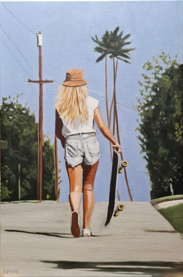 Картина под названием "Pacific palisades" - Yvan Favre, Подлинное произведение искусства, Масло Установлен на Деревянная рам…