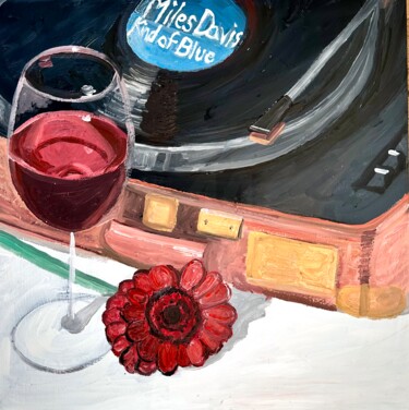 Картина под названием "Kind of blue" - Barbara Friehs, Подлинное произведение искусства, Акрил Установлен на Деревянная рама…