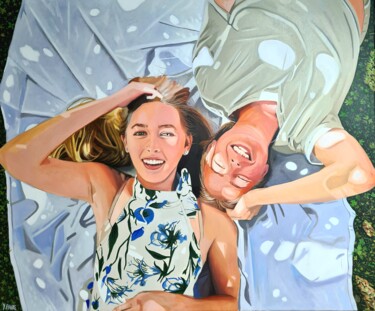 Ζωγραφική με τίτλο "Fun on grass" από Yvan Favre, Αυθεντικά έργα τέχνης, Λάδι Τοποθετήθηκε στο Ξύλινο φορείο σκελετό