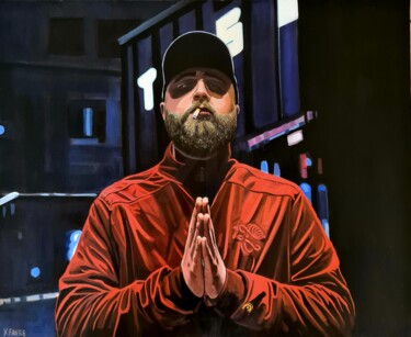 Malerei mit dem Titel "Saint of me" von Yvan Favre, Original-Kunstwerk, Öl Auf Keilrahmen aus Holz montiert