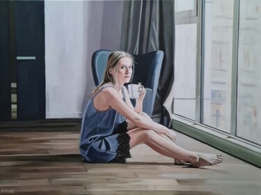 Peinture intitulée "Morning city" par Yvan Favre, Œuvre d'art originale, Huile Monté sur Châssis en bois