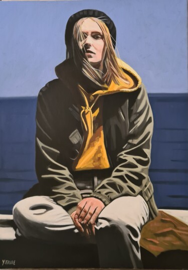 Pittura intitolato "Down by the sea" da Yvan Favre, Opera d'arte originale, Olio Montato su Telaio per barella in legno