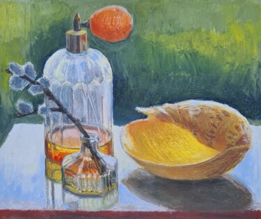 Painting titled "Perfume Bottle with…" by Anastasiia Radkevich, Original Artwork, Pastel