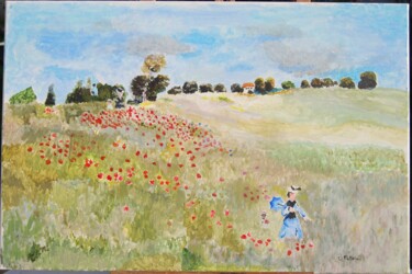 Peinture intitulée "CHAMP DE COQUELICOT…" par Clarence Paturel, Œuvre d'art originale, Acrylique