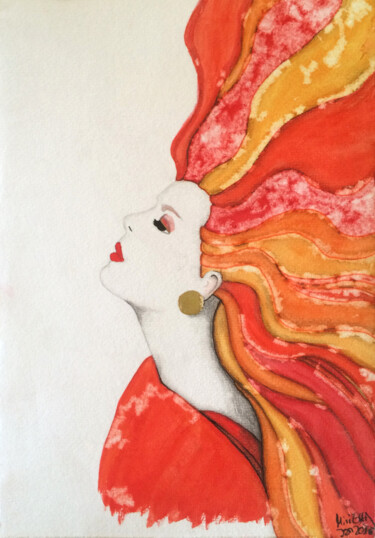 Drawing titled "On Fire" by Myredrm, Original Artwork, Watercolor
