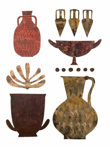 Collages intitulée ""Vessels in Rust an…" par Yulia Domina, Œuvre d'art originale, Acrylique