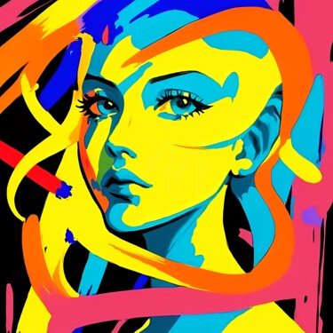 Arte digital titulada "Neon Woman Portrait" por Aleksa Soul, Obra de arte original, Pintura Digital
