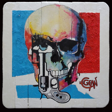 Peinture intitulée "L'ARME À L'ŒIL" par Claude Géan, Œuvre d'art originale, Acrylique Monté sur Panneau de bois