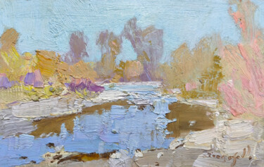 Painting titled "River" by Alexander Shandor, Original Artwork, Oil