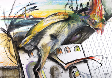 Peinture intitulée "Fried chicken - ori…" par Maria Shedrina, Œuvre d'art originale, Pastel