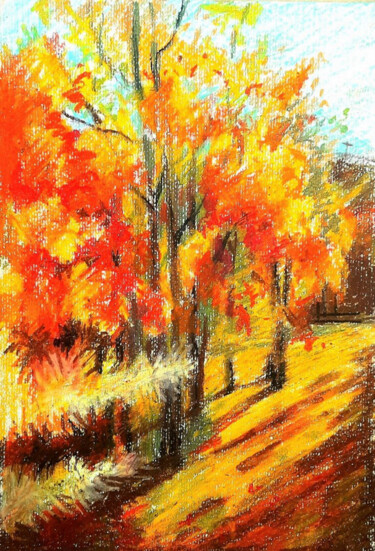 Painting titled "landscape bright au…" by Evgenia Rod Borovikova, Original Artwork, Pastel