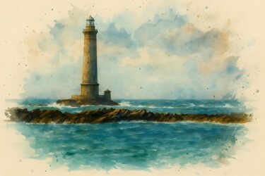 "Watercolor Lighthou…" başlıklı Dijital Sanat M Alk tarafından, Orijinal sanat, Dijital Resim