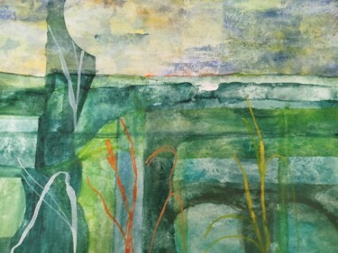 Peinture intitulée "ciel tourmenté voir…" par Gilles Konop, Œuvre d'art originale, Aquarelle