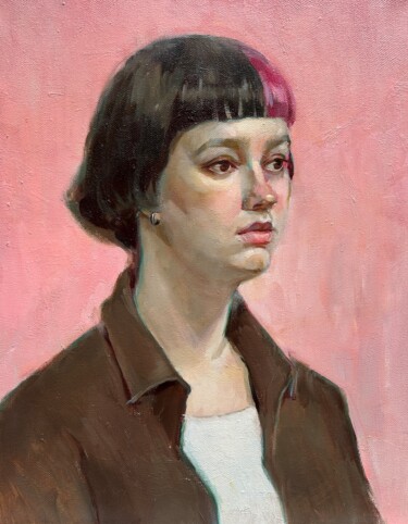 Pintura intitulada "Realistic Portrait…" por Lydia Bogo, Obras de arte originais, Óleo Montado em Armação em madeira