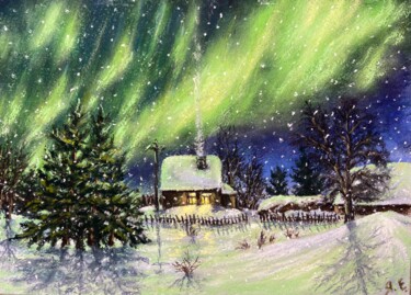 Dessin intitulée ""Christmas" pastel…" par Yana Yeremenko, Œuvre d'art originale, Aquarelle