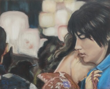 Pintura intitulada "A boy and a girl em…" por Elena Povolokina (PovElena), Obras de arte originais, Pastel