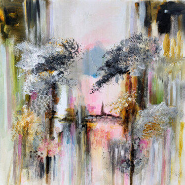 Peinture intitulée "Le rayon rose" par Muriel Cayet, Œuvre d'art originale, Acrylique Monté sur Châssis en bois