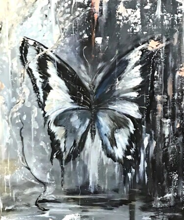 Schilderij getiteld "Abstract butterflie…" door Tanya Solenne, Origineel Kunstwerk, Acryl