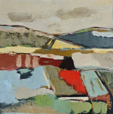 Painting titled "Reflets de terre" by Sophie Dumont, Original Artwork, Oil Mounted on Wood Stretcher frame