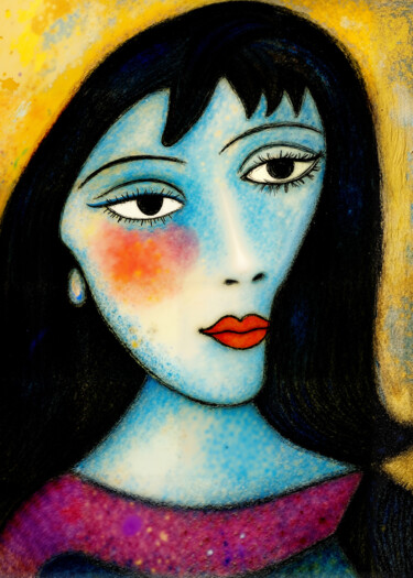 Arts numériques intitulée "Femme aux cheveux n…" par Pacôme Coquet, Œuvre d'art originale, Acrylique Monté sur Aluminium