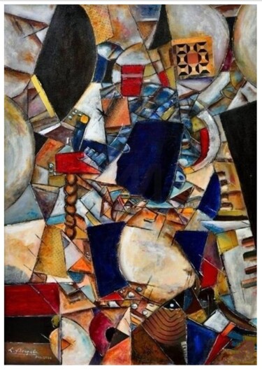 Pittura intitolato "Riflessioni in blue" da Luigi Bengala, Opera d'arte originale, Acrilico Montato su Telaio per barella in…