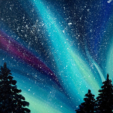 Pintura intitulada "Northern Lights 2.…" por Tatiana Skrynnikova, Obras de arte originais, Acrílico