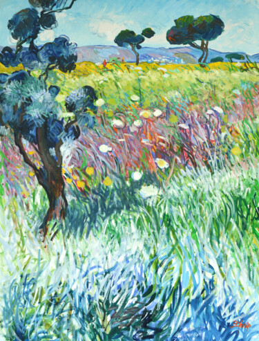 Painting titled "Campagne italienne…" by Patrick Marie, Original Artwork, Oil