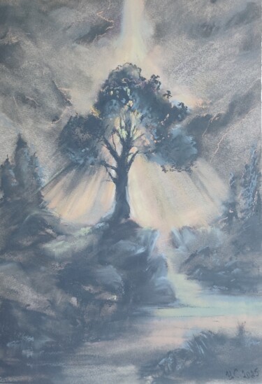 绘画 标题为“Light Above the Tree” 由Sveta Uvarova, 原创艺术品, 粉彩