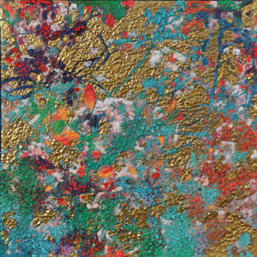 Peinture intitulée "burgundy & with blo…" par Karin Vermeer, Œuvre d'art originale, Huile Monté sur Châssis en bois