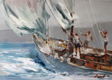 Malerei mit dem Titel "Course: Freedom" von Henadzy Havartsou, Original-Kunstwerk, Öl Auf Keilrahmen aus Holz montiert