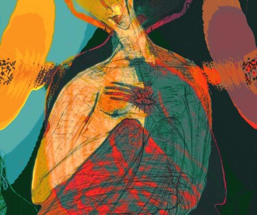 Arte digitale intitolato "One for two. Warmth" da Oksana Rubanova, Opera d'arte originale, Pittura digitale Montato su Telai…