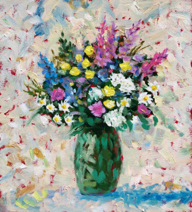 "Colorful Bouquet in…" başlıklı Tablo Nino Gudadze tarafından, Orijinal sanat, Petrol