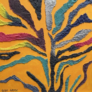 Peinture intitulée "Multicolored Zebra’…" par Olga Gayol, Œuvre d'art originale, Acrylique Monté sur Châssis en bois