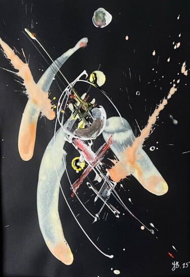 Painting titled "Cosmic Motion | Abs…" by Victor Ivantsiv, Original Artwork, Watercolor