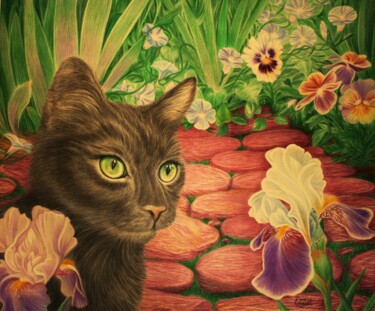 Dibujo titulada "Garden Adventures" por Deidra Smith, Obra de arte original, Lápiz