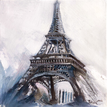 "Eiffel Tower" başlıklı Tablo Göknil Gümüş Sungurtekin tarafından, Orijinal sanat, Petrol Ahşap Sedye çerçevesi üzerine mont…
