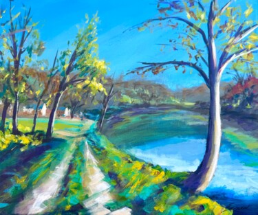 Peinture intitulée "Au bord de la Mayen…" par Philippe Genest, Œuvre d'art originale, Acrylique Monté sur Châssis en bois