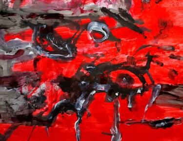 Pintura intitulada "Outrageous Red Remn…" por Milto Sideris, Obras de arte originais, Acrílico