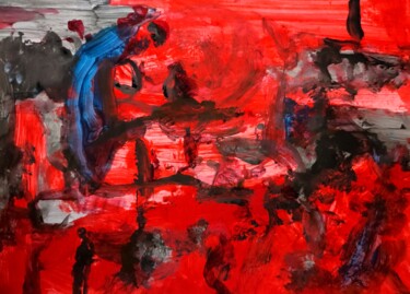 Pintura intitulada "Outrageous Red Remn…" por Milto Sideris, Obras de arte originais, Acrílico